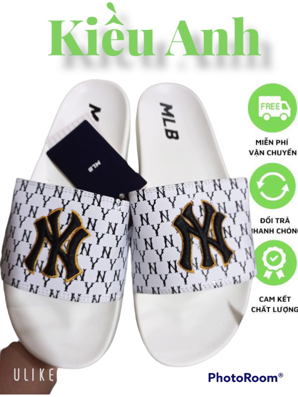 🎁 𝐅𝐫𝐞𝐞𝐬𝐡𝐢𝐩 + 𝐓𝐚̣̆𝐧𝐠 𝐡𝐨̣̂𝐩🎁dép thể thao 𝐌𝐋𝐁 chữ ny màu đen thêu nổi quai ngang unisex - hàng chính hãng loại 1