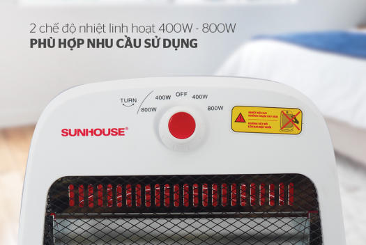 Máy Sưởi Điện Hồng Ngoại Sunhouse Shd7014 - Đèn Sưởi Ấm 2 Bóng Công Suất 800W, Bảo Hành 12 Tháng