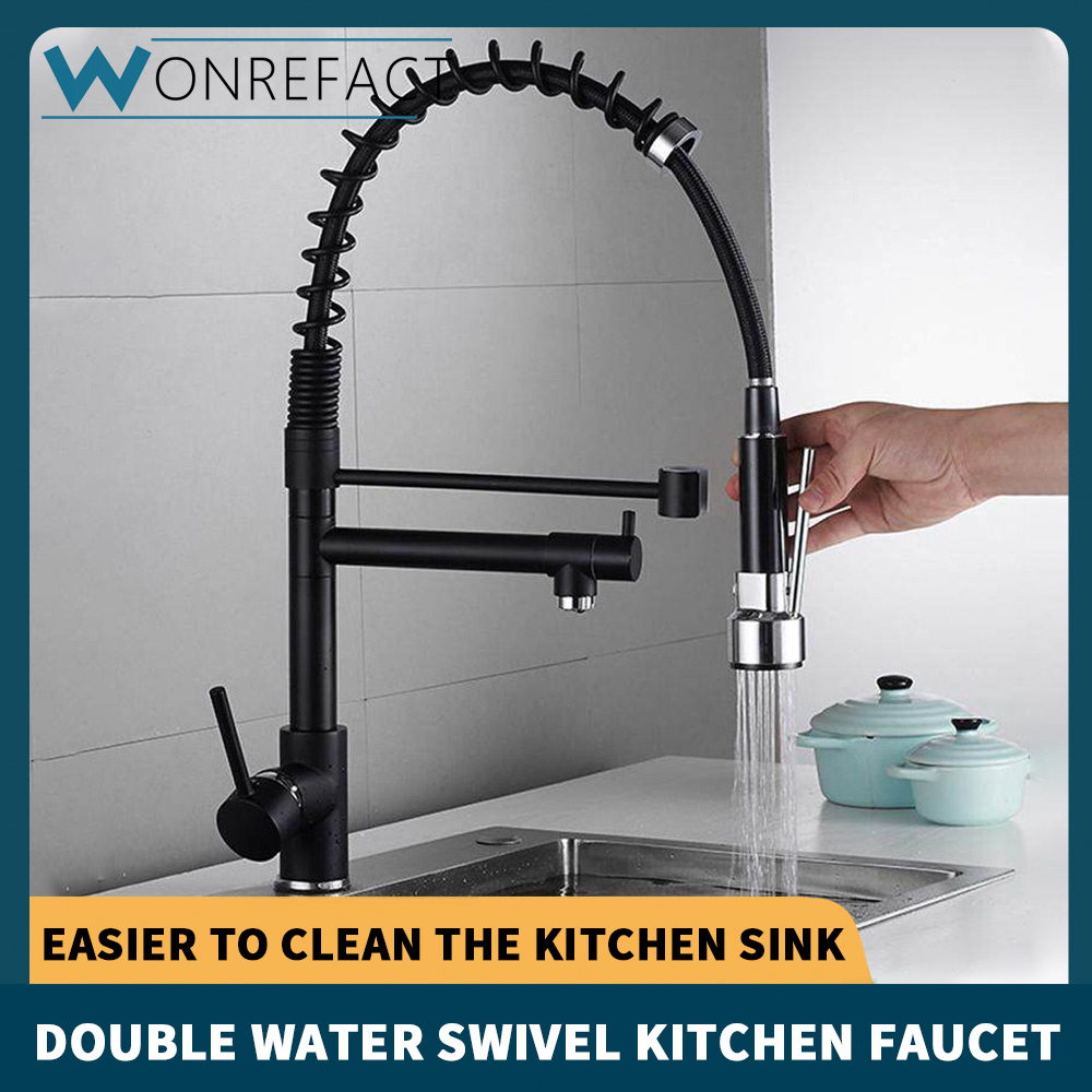 Đen Xoắn Cho Bồn Rửa Nhà Bếp Vòi Nóng Lạnh Vòi Nước Nóng Và Lạnh Vòi Nước Phòng Bếp Với Lò Xo Đa Chức Năng