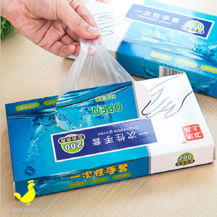 Hộp 200 Găng tay nilon làm bếp nấu nướng - LinhShopSaiGon