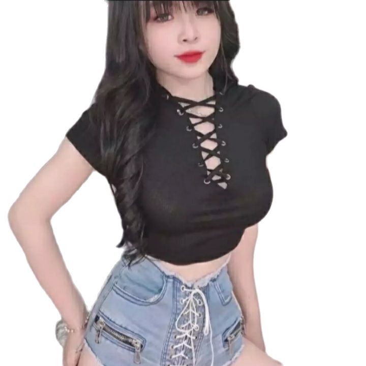 Áo thun đan dây trước ngực, form dưới 48kg NA#30