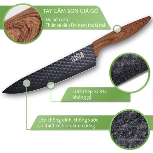 Bộ dao bếp thép cao cấp không gỉ 5-7 món LEBENLANG nhập khẩu chính hãng của Đức mẫu mã đẹp, combo dao làm bếp cao cấp thép không gỉ chống dính