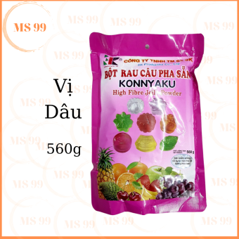 Thạch Rau Câu Pha Sẵn KONNYAKU vị Dâu 560G, BỘT,làm rau câu