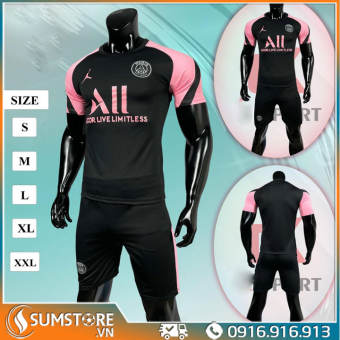 Áo Bóng Đá CLB PSG Đen Hồng - Đồ Đá Banh Cao Cấp 21/22