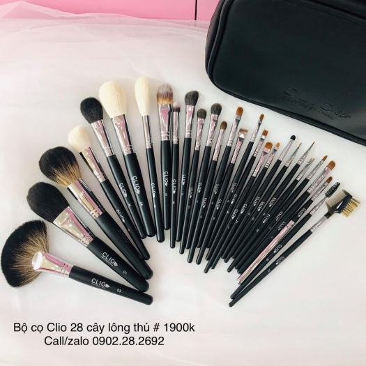 Bộ Cọ Clio 28 Cây Lông Chồn Bao Da Khóa, Bộ Cọ TRang Điểm Chuyển Nghiệp ( ảnh thật)