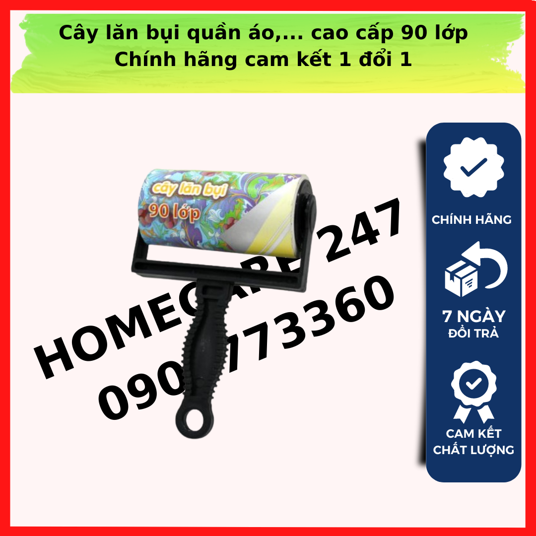 Cây lăn bụi quần áo,... cao cấp 90 lớp
