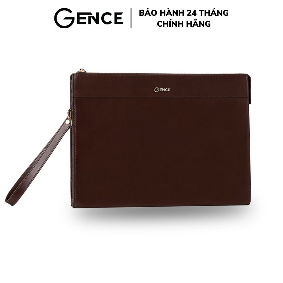Túi Cầm Tay GENCE Công Sở CL05 Màu Nâu - Da Bò Nappa | Hàng Chính Hãng