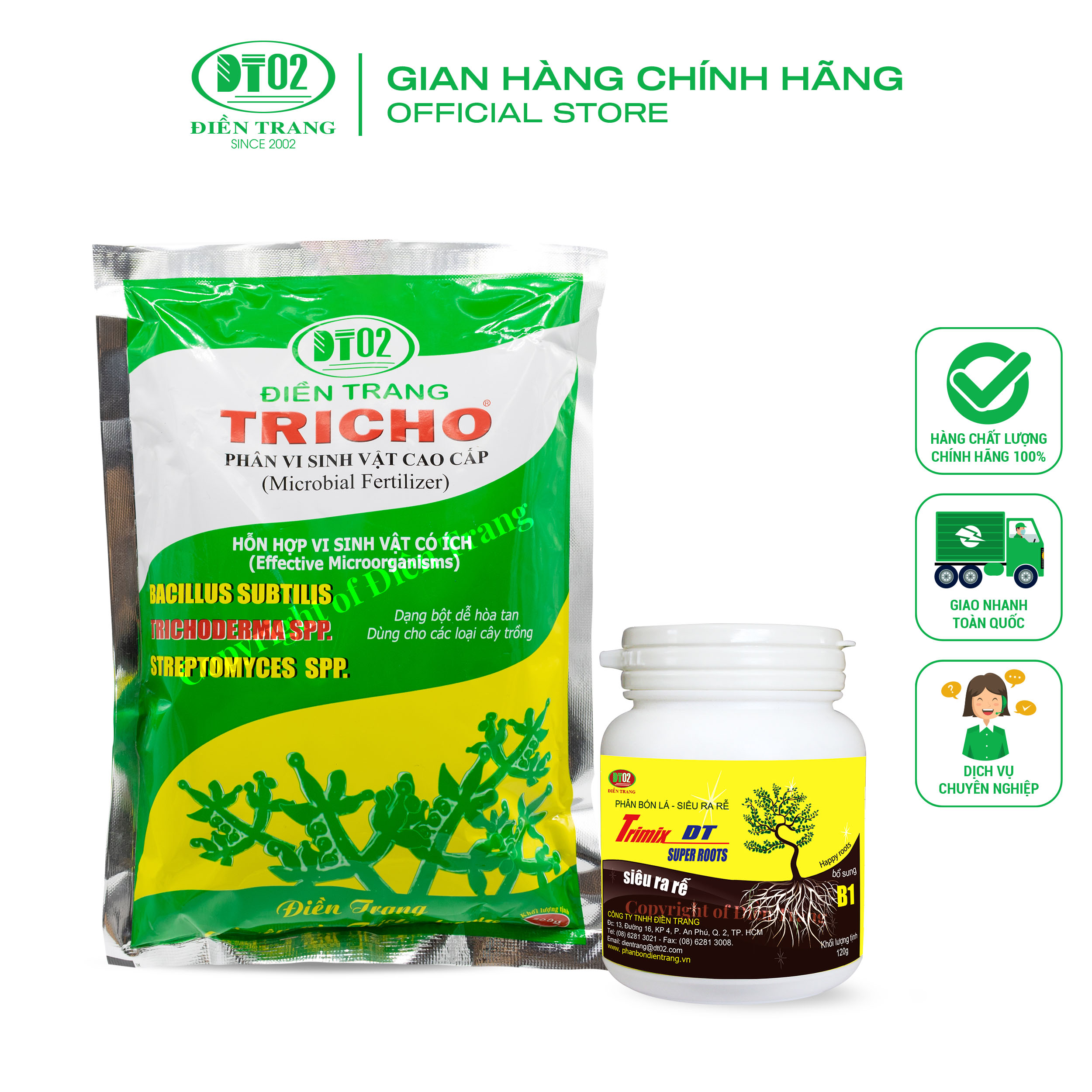 COMBO Nấm Trichoderma ngừanấmbệnh500g - PhânbónkíchrễTRIMIX120g ĐIỀNTRANG
