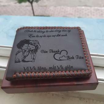 Bóp da bò BYL/Ví Nam Da Bò Khắc Hình/Ví khắc tên/Ví nam/Ví ngang/Ví khắc tên