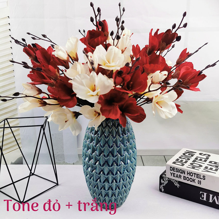 [HCM] 1 Cành hoa Mộc Lan cao cấp 20 bông hoa phong cách Bắc Âu chất liệu lụa cao cấp - hoa giả trang trí tết - hoa lụa trang trí -bình hoa trang trí, hoa giả trang trí tết