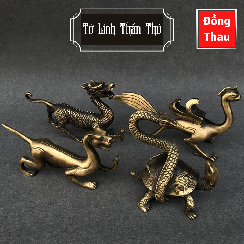 Tượng Nhỏ Phong Thủy Bằng Đồng Kiểu Dáng Tứ Đại Thần Thú (Chọn Mẫu)