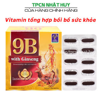 Vitamin 9B With Ginseng cao linh chi, sâm ngọc linh, nhân sâm hỗ trợ bồi bổ sức khỏe, giảm mệt mỏi - Hộp 100 viên