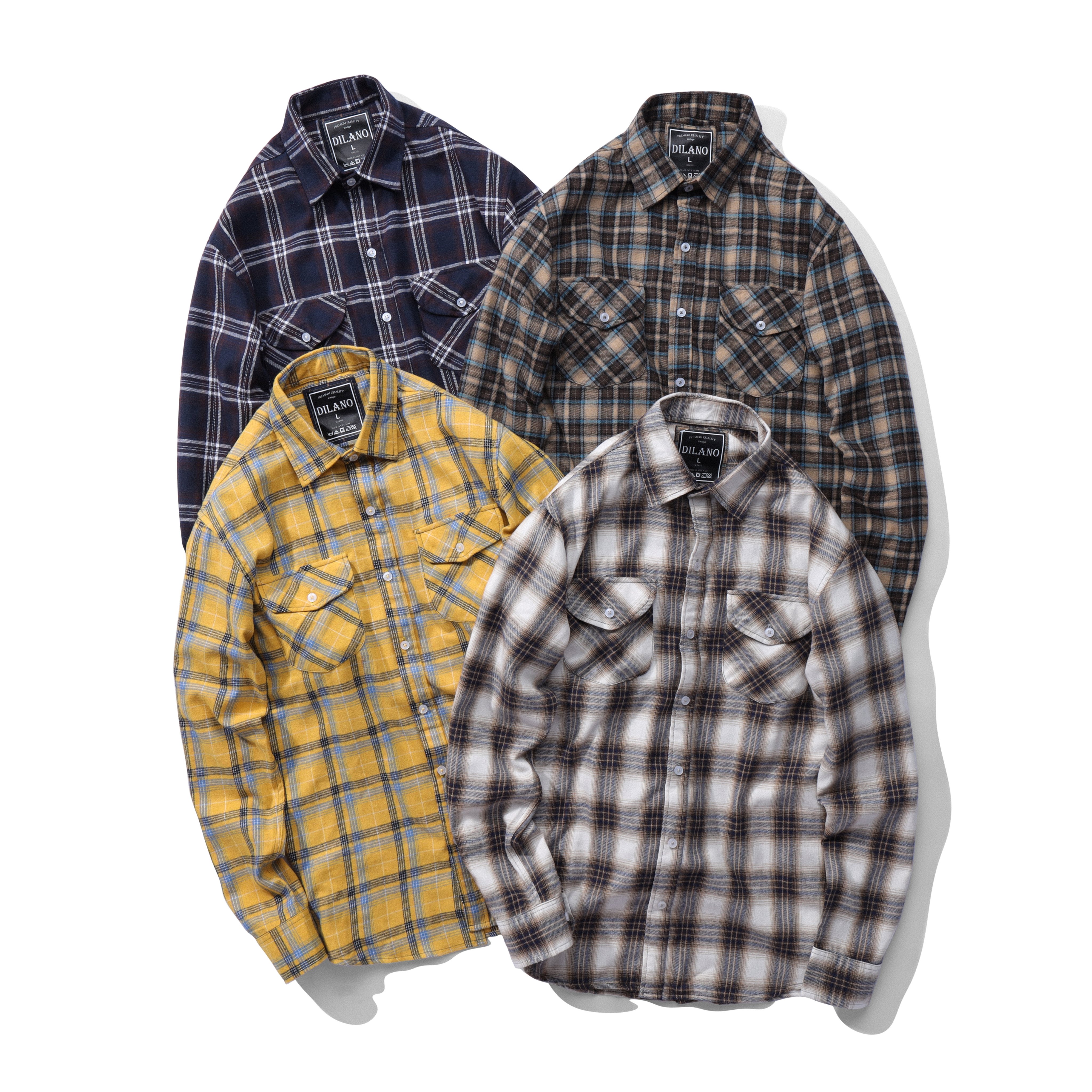 Áo sơ mi nam flannel cao cấp nhiều màu , Sơ mi kẻ caro DILANO SM04