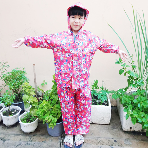 Bộ áo mưa trẻ em vải dù hoạt hình cho bé từ 6-8 tuổi, áo mưa trẻ em cute