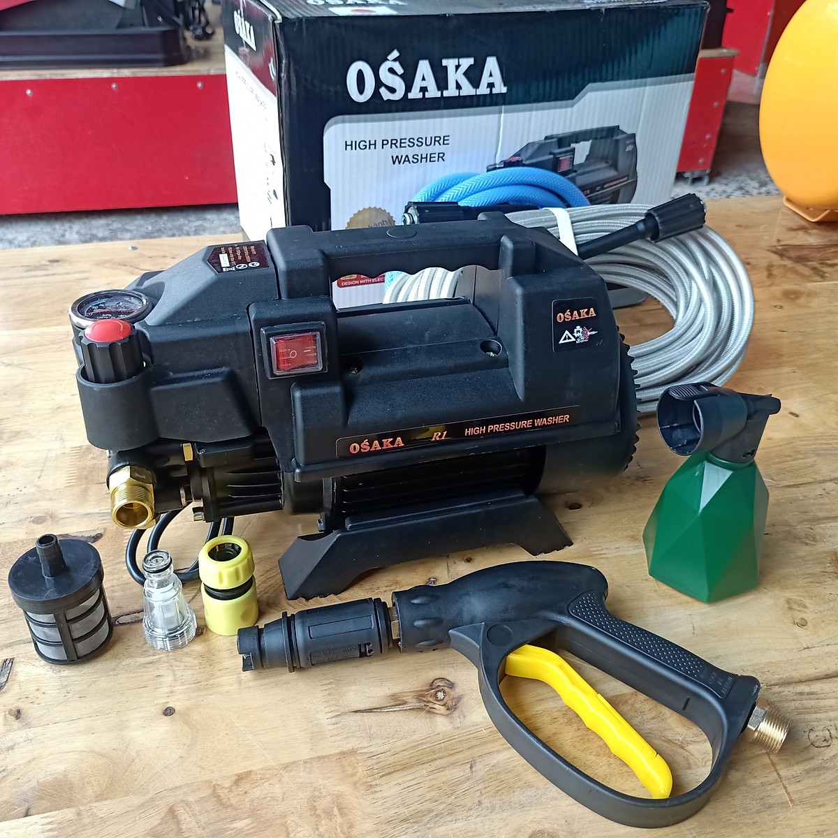 Máy phun xịt rửa xe điều chĩnh áp osaka r1 chính hãng - công suất khủng 2800w, động cơ lõi dồng 100%