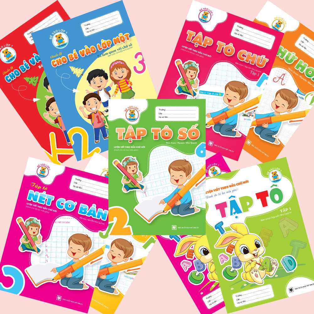 Bộ 9 Cuốn Tập Tô - Tập Viết Chữ - Làm Quen Chữ Cái/Chữ Số (Chuẩn Bị Vào Lớp 1)
