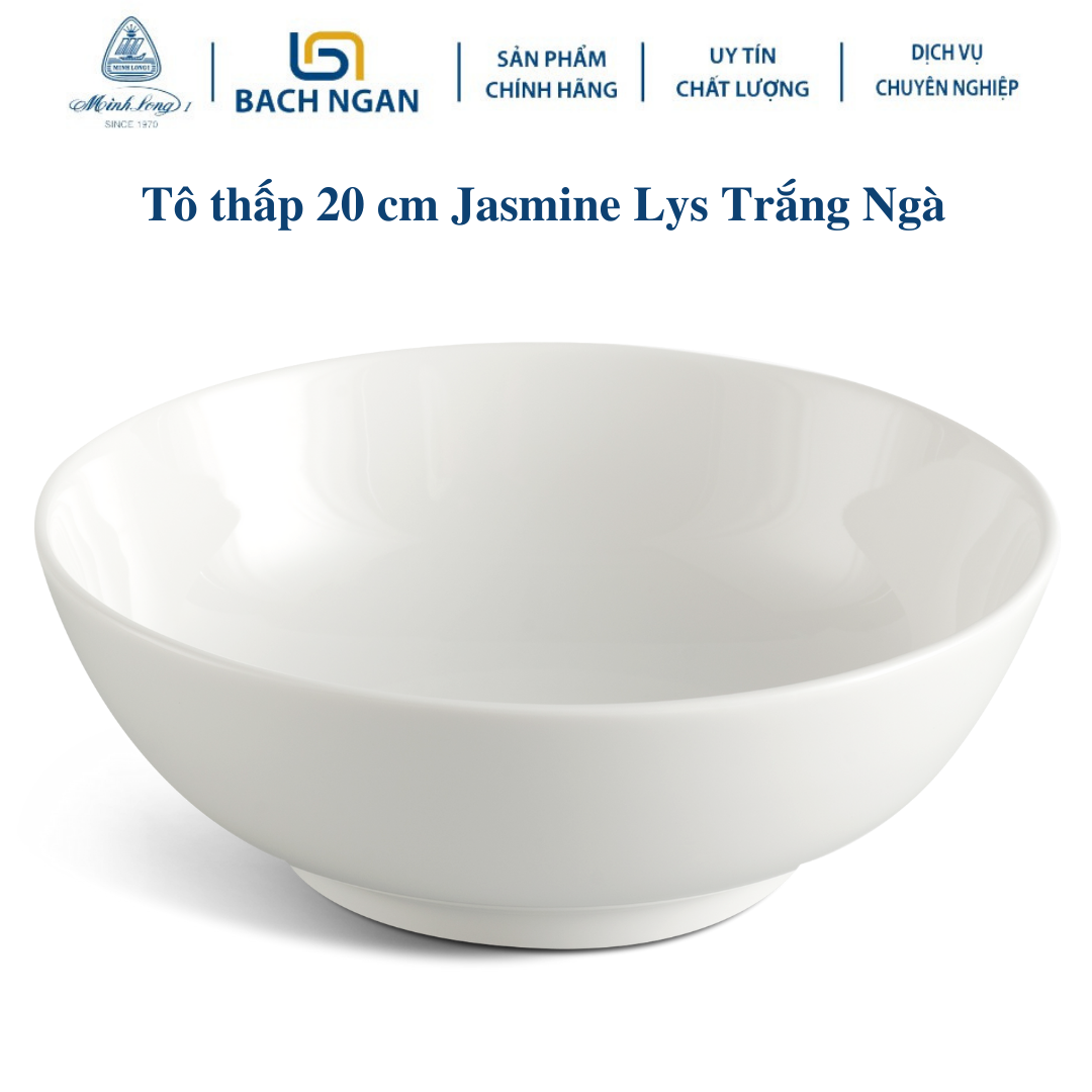 Tô thấp minh long 20cm jasmine lys trắng ngà