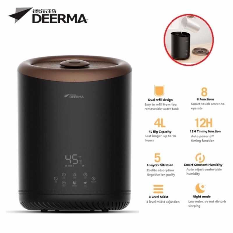 Deerma ST900 Smart Touch Mode Top Refill Air Humidifier Air Purifier 4L With 5 Layers Filtration Technology   - intl Singapore