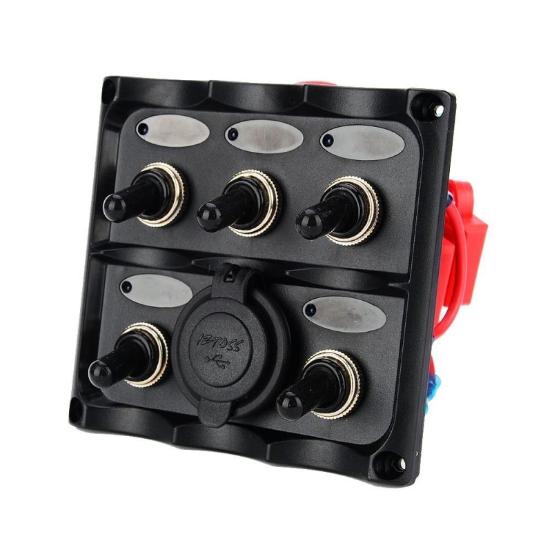 dmscs 勿动!! 3 Gang / 4 Gang/ 5 Gang Circuit LED Rocker Switch Panel for Car Marine Boat 3.1A Dual USB Waterproof Power Charger Socket DIY Refit Kit - intl Singapore