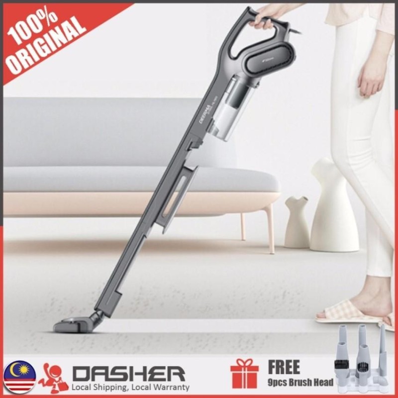 [Free] Deerma DX700 Handheld Portable Vacuum Cleaner (2-in-1) - Strong Suction Leave No Dust (9 pieces Brush Head + 2 pin)   - intl Singapore