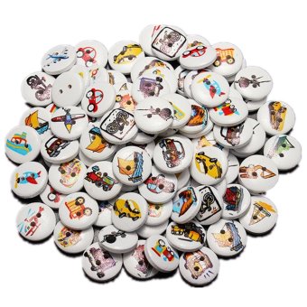 100 Pcs Mixed Transport Pattern 2 Holes Wood Buttons Sewing Scrapbooking 15mm - Intl April 2018 - 3 100 Pcs Mixed Transport Pattern 2 Holes Wood Buttons Sewing Scrapbooking 15mm - intl - 3