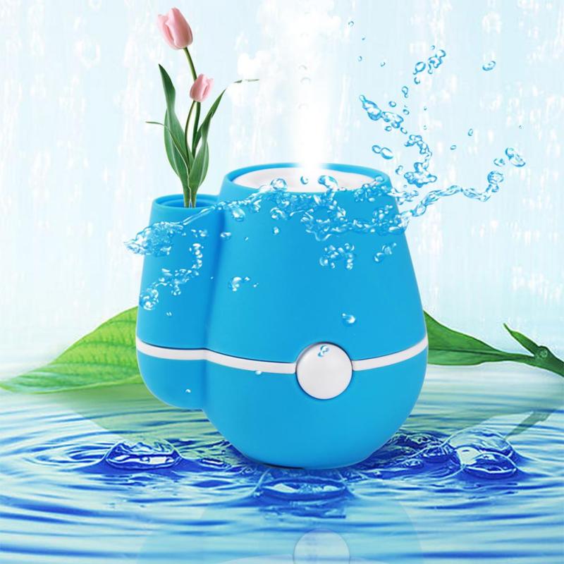 USB Flower Vase Shape Home Office 220ml Air Mist Purifier Humidifier Blue - intl Singapore
