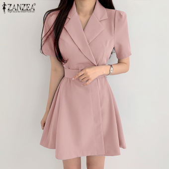 MOMONACO ZANZEA Đầm Sơ Mi Ngắn Tay Cổ Chữ V Cho Nữ Đi Tiệc Câu Lạc Bộ Đêm Dáng Ôm Đầm Sơ Mi Mini Dáng Chữ A Mới #10