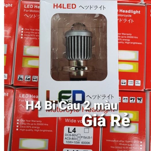 TM ĐÈN PHA BI CẦU MINI A1 CHÂN H4 2 MÀU SÁNG COS SÁNG VÀNG PHA SÁNG TRẮNG LẮP XE MÁY CHÂN H4