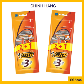 06 cây dao cạo râu BIC 3 lưỡi nhập khẩu