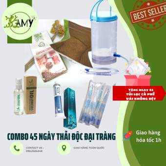 Bộ thải độc đại tràng Cafe Enema Gerson 45 ngày  gồm 1 cà phê 1 bình truyền 20 dây truyền 1 dầu dừa hoặc gel (Tặng 45 túi lọc) bảo vệ gan giảm cân đẹp da