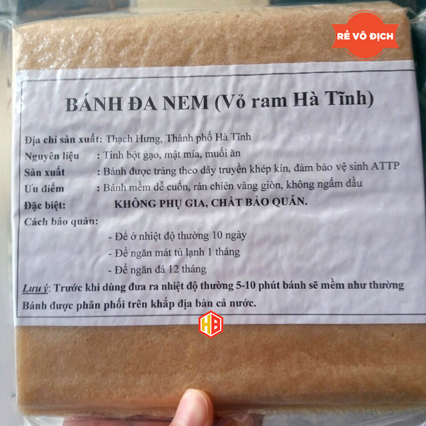 Combo 4 tập bánh đa nem loại đặc biệt, vỏ ram Hà Tĩnh, tâp 100 lá cuốn nem chuẩn loại 1 dẻo dai không bị rách, bánh ram, vỏ nem rán