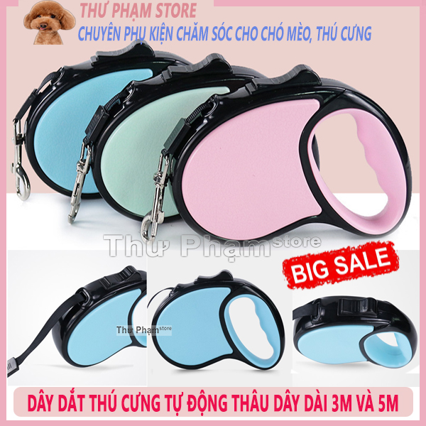 Dây dắt chó mèo thú cưng tự động thâu dây - dây dắt thú cưng thông minh siêu dài từ 3m đến 5m - phụ kiện chăm sóc thú cưng