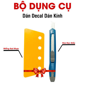 Bộ dụng cụ hỗ trợ dán giấy decal dán kính gồm miếng gạt nhựa và dao rọc giấy giá rẻ