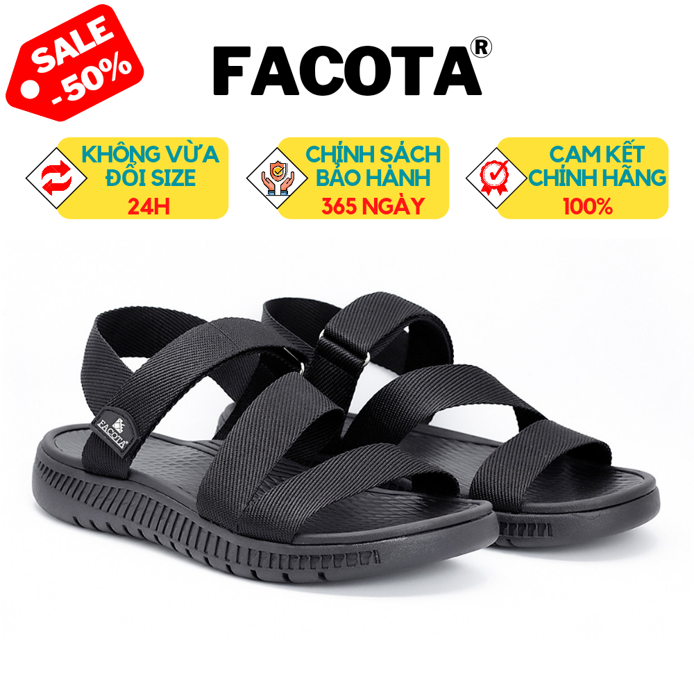 [FACOTA CHÍNH HÃNG] Giày Dép Sandals Facota Màu Đen HA01 - Sandal Nam Nữ - Đế Phylon Đẹp Êm Nhẹ