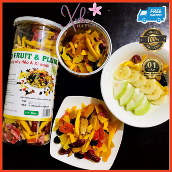 Trái Cây Sấy Dẻo - Mix 5 Loại Trái Cây Tươi Và Xí Muội Sấy Dẻo Tự Nhiên (Hộp 500 Gr) - Xuka Nature Shop