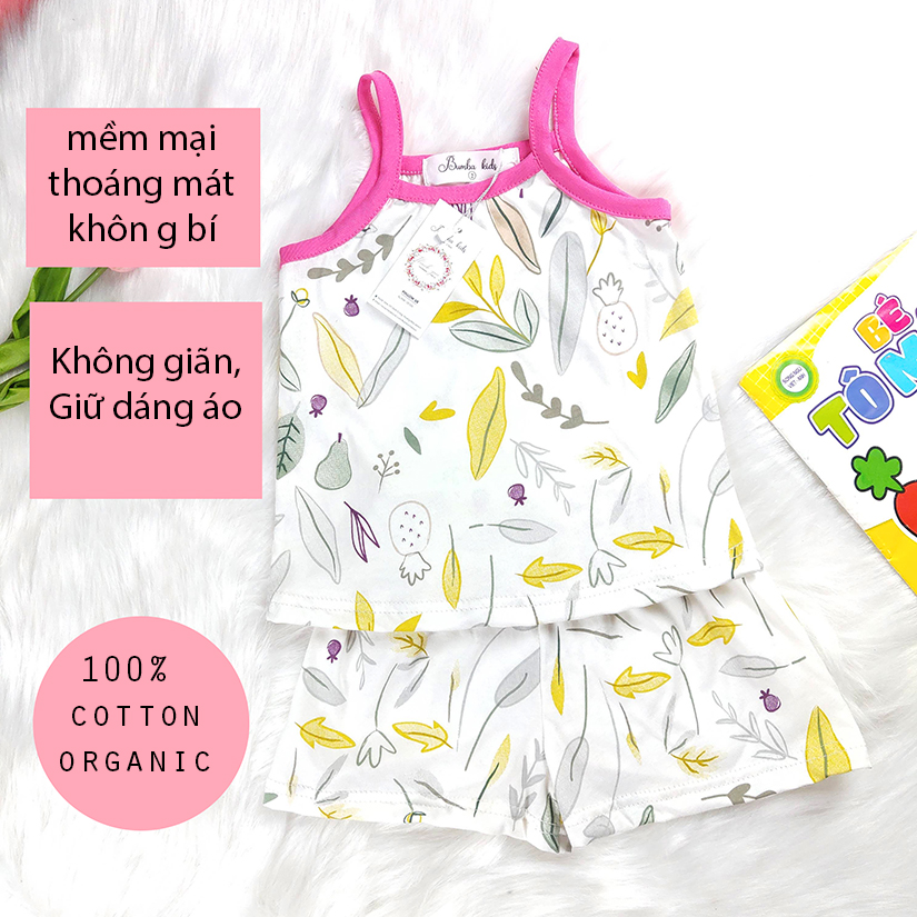 Bộ 2 dây bé gái Bumba kid vải 100% cotton organic🥕CAO CẤP 🥕 bộ 2 dây bé gái cotton xuất dư mềm mại cho bé gái 1-7 tuổi -Bộ 2 dây bé gái - Bộ quần áo bé gái - Bộ cotton bé gái