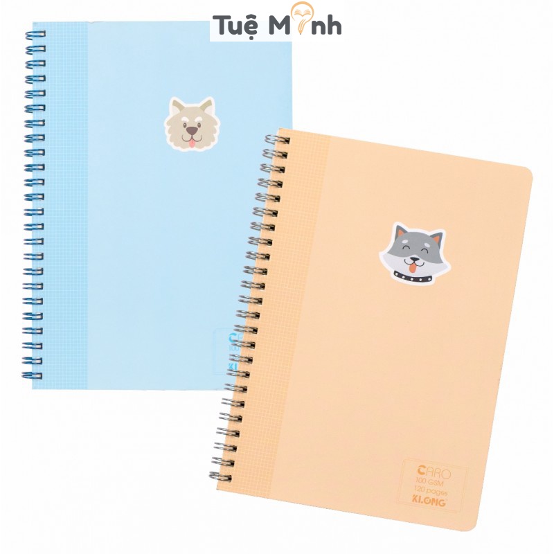 Sổ lò xo kép Caro ô vuông 120 trang A5 Klong Ms 535 bìa Pastel giấy 100gsm dày dặn VPP Tuệ Minh -vở 