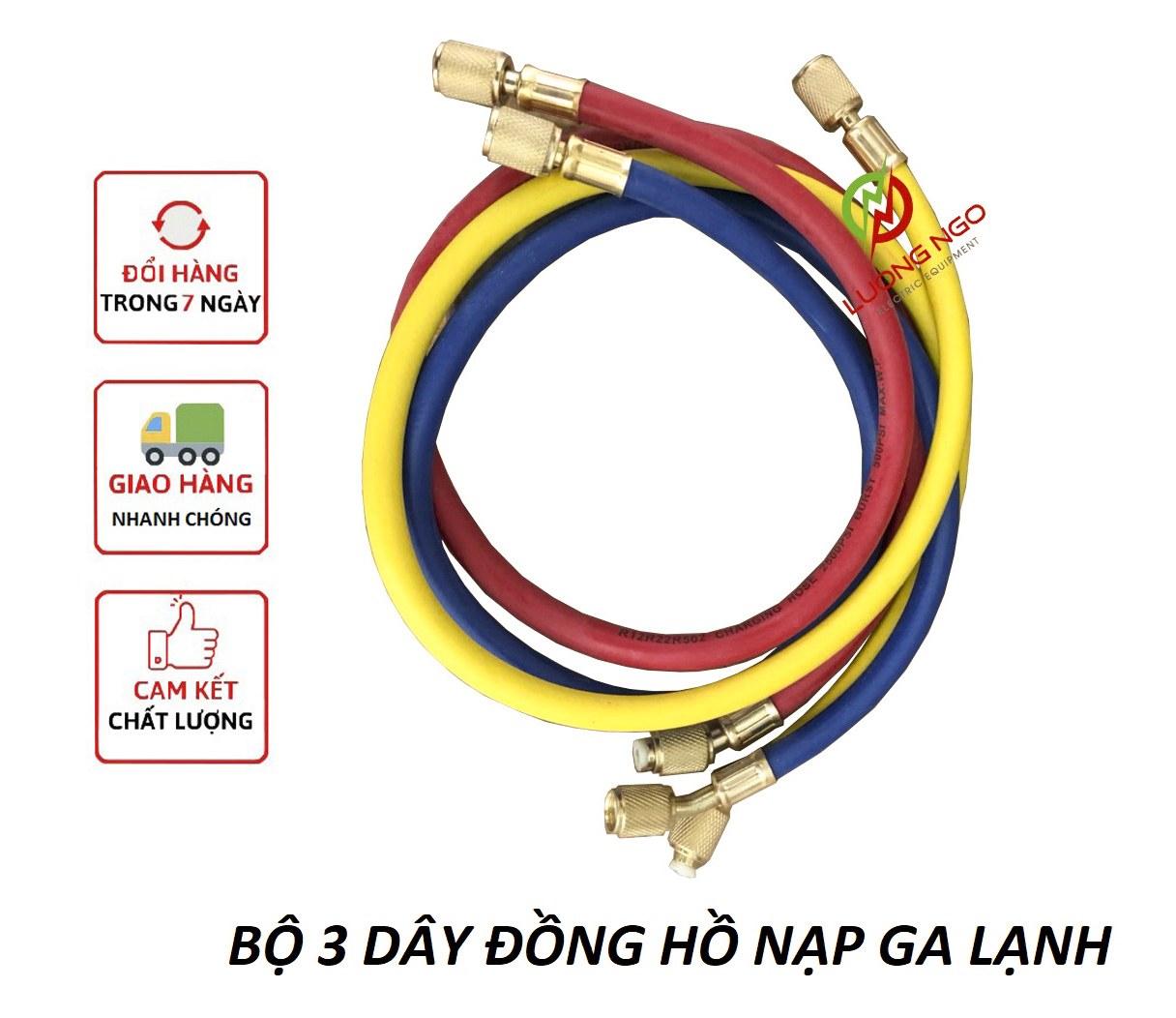 Bộ 3 dây đồng hồ nạp gas lạnh 90cm
