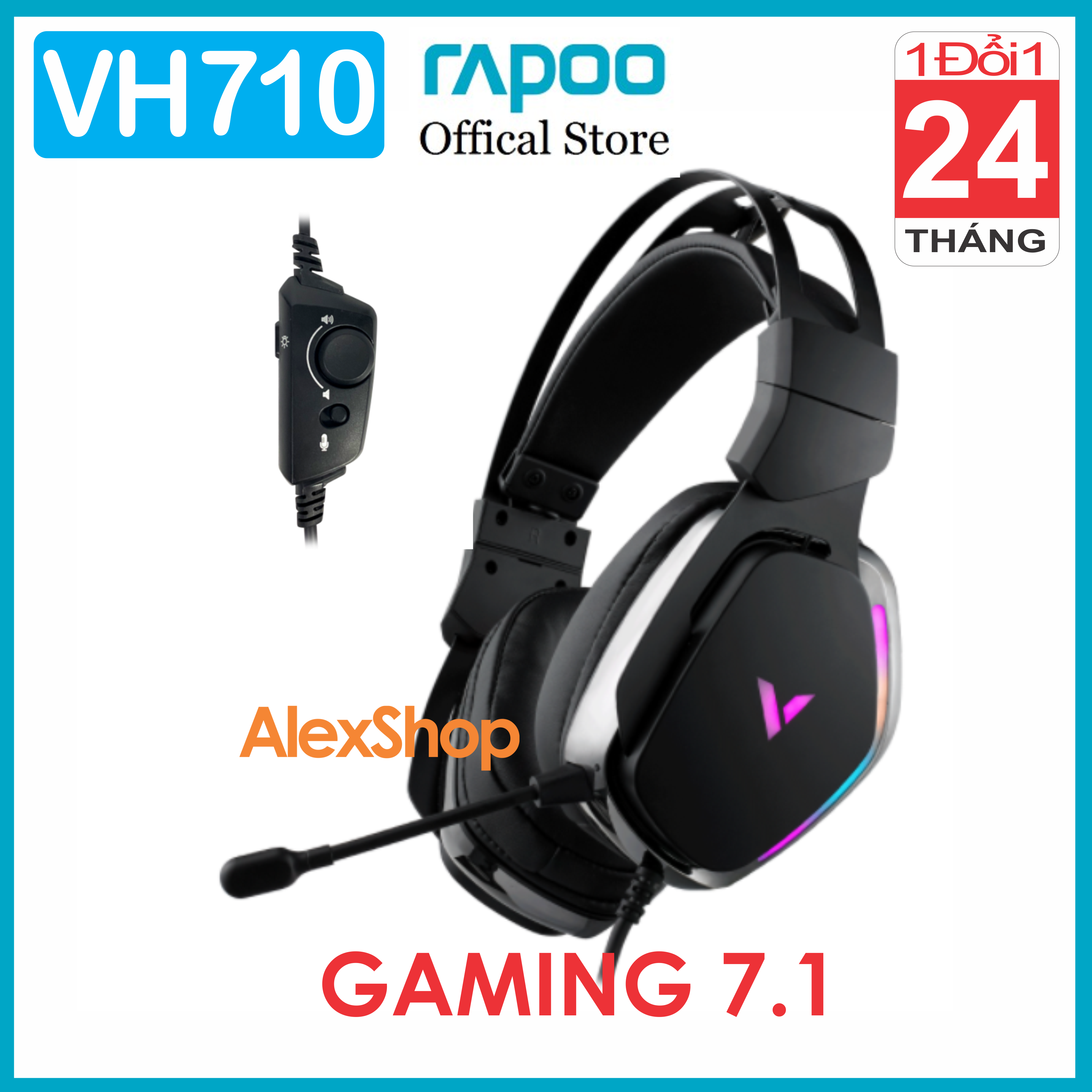 Tai nghe rapoo vh710 rgb pro âm thanh 7.1 gaming - bảo hành 1 đổi 1 24 tháng