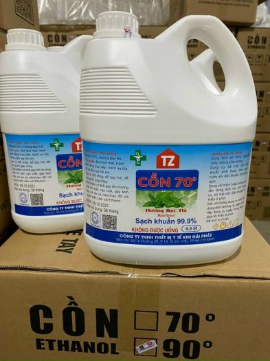 CỒN ETHANOL TINH LUYỆN 70 ĐỘ CAN 4.5 LÍT SÁT KHUẨN