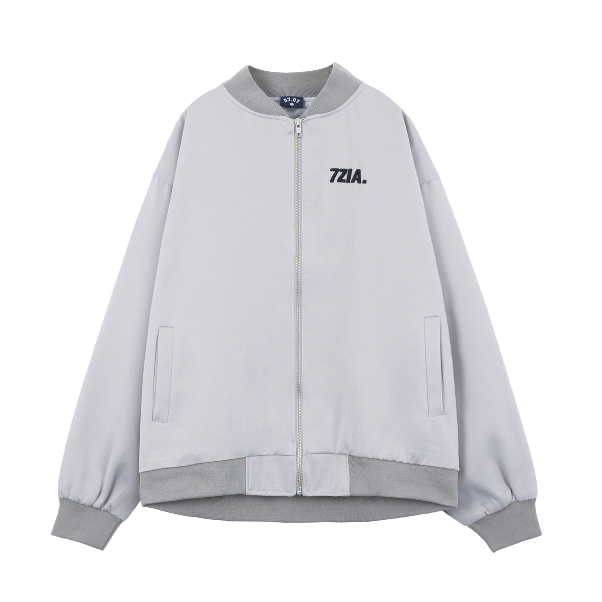 Áo khoác bomber satin 7ZIA - Màu xám nhạt