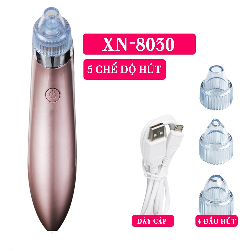 Máy hút mụn cầm tay cao cấp hút sạch mụn đầu đen mụn cám với 5đầu hút và5 chế độ chăm sóc da mặt sạc với usb máy hút mụn xn-8030 sạc điện