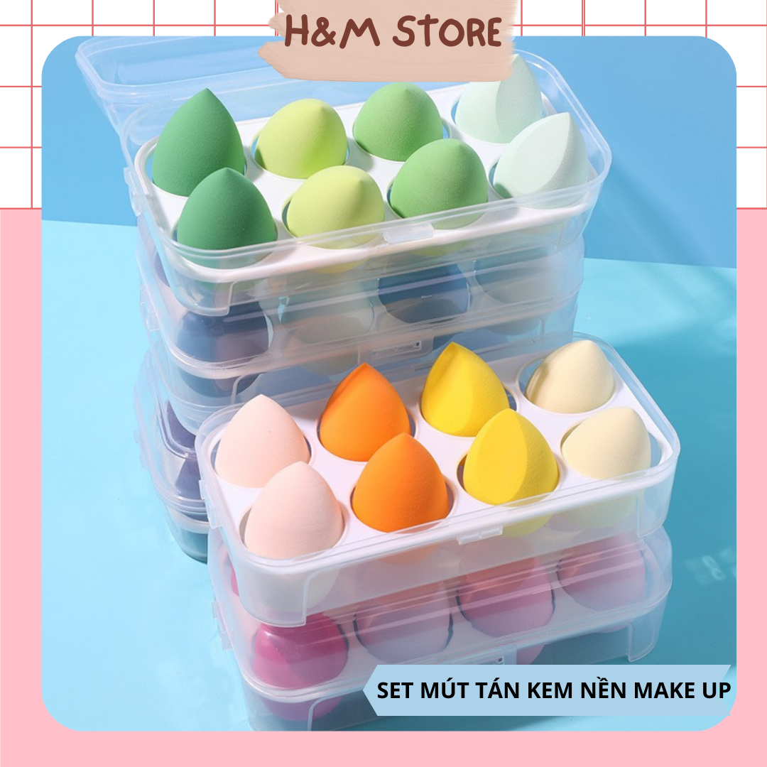 Mút tán kem nền hộp 8 mút make up chuyên nghiệp