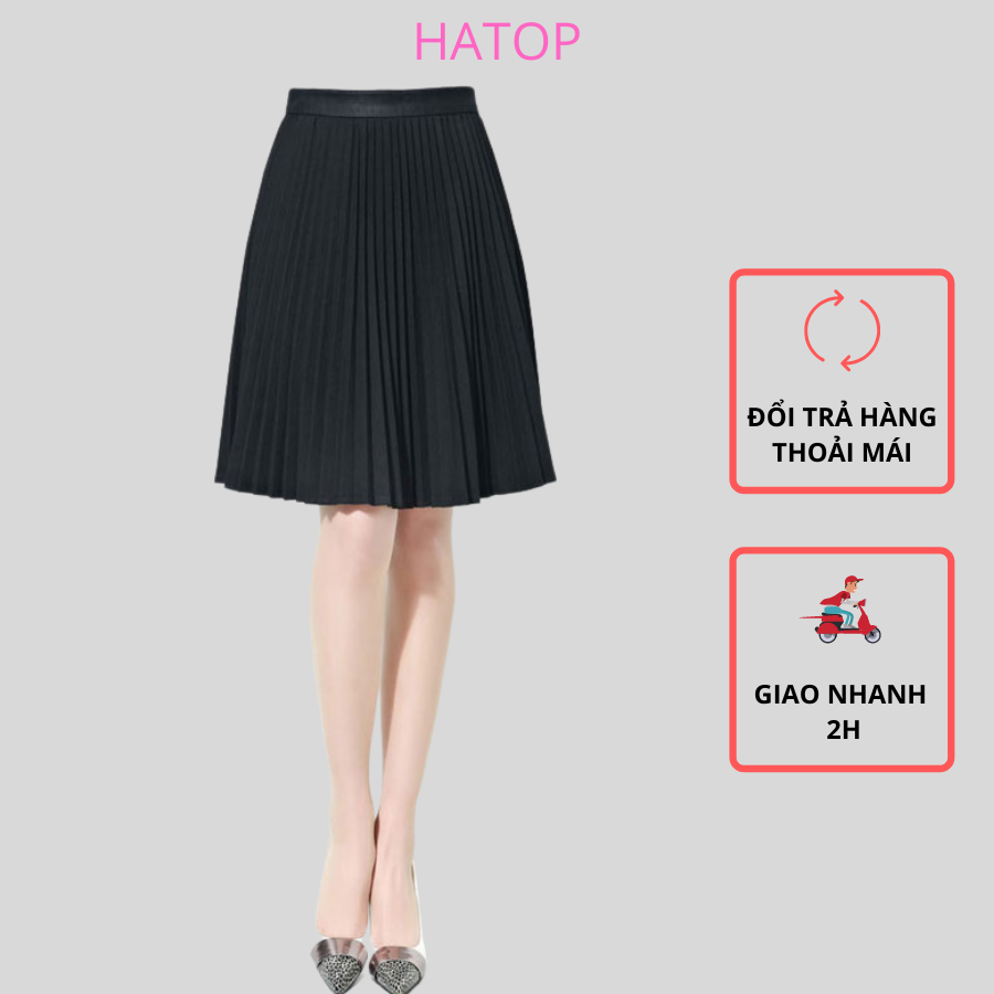 Chân váy xếp ly đen HATOP cao cấp vải cát len CVXD006