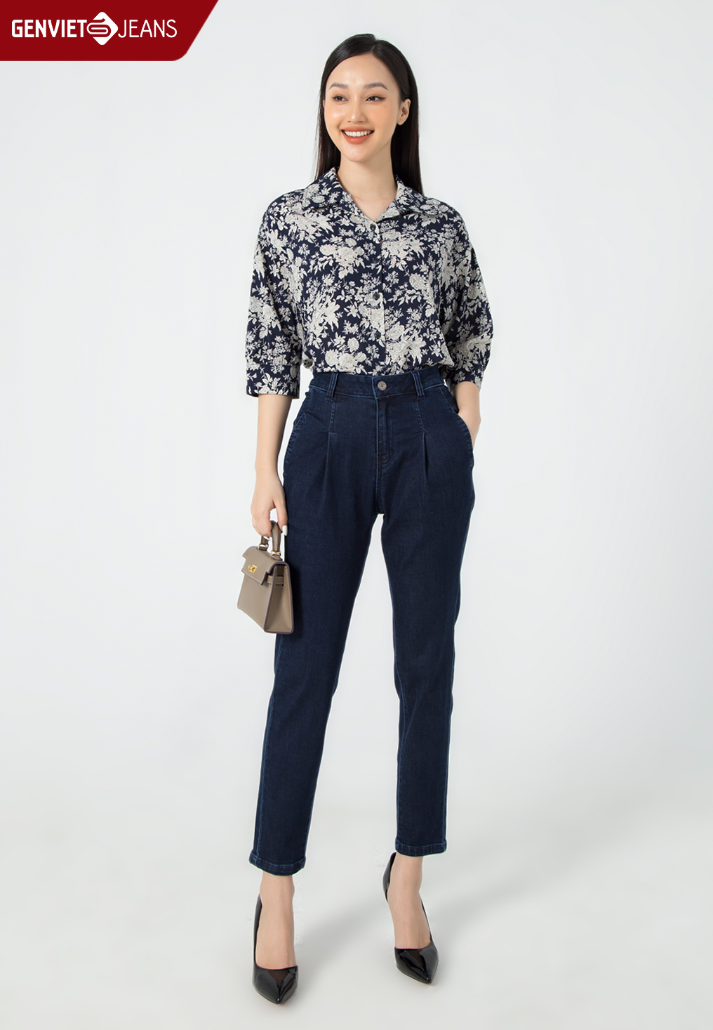 Áo sơ mi nữ dài tay ta123s1911 genviet jeans