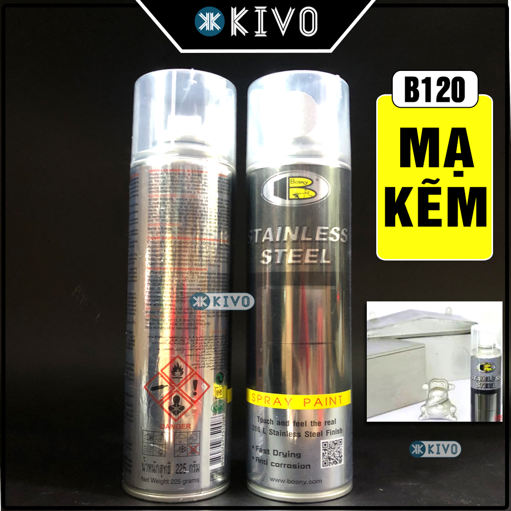 Sơn Mạ Crom Inox BOSNY CHÍNH HÃNG - Hiệu Ứng Tráng Gương Soi Bosny Mirror Chrome B123 Thái Lan 270m