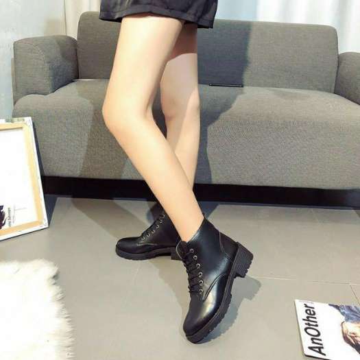 ✕♀  Bốt nữ da dây đen hàng cao cấp trẻ trung  bốt da thời trang giá rẻ
