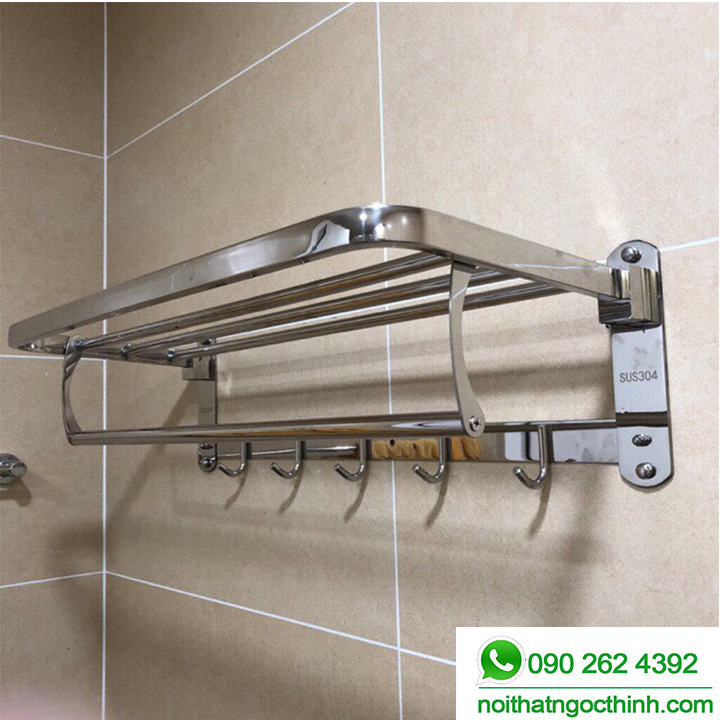 [SALE RẺ][MẪU GẬP LÊN XUỐNG] Thanh vắt khăn (giá treo khăn) 2 tầng inox 304 cao cấp không gỉ ( MKT- 15) tặng kèm bộ vít tường