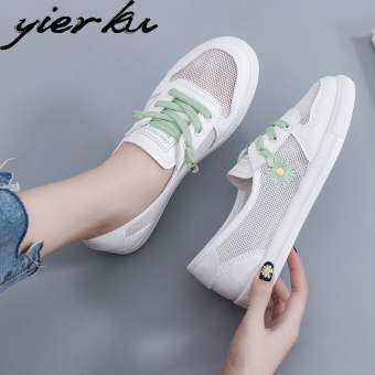 Yierku2022 mới lưới rỗng đôi giày nhỏ màu trắng giày nữ giày lưới đơn thoáng khí