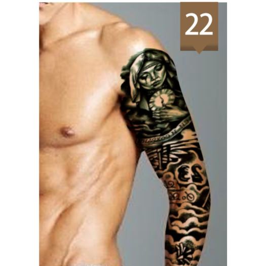 ✢▨  Hình xăm dán kín tay cao cấp trắng đen 17x48cm